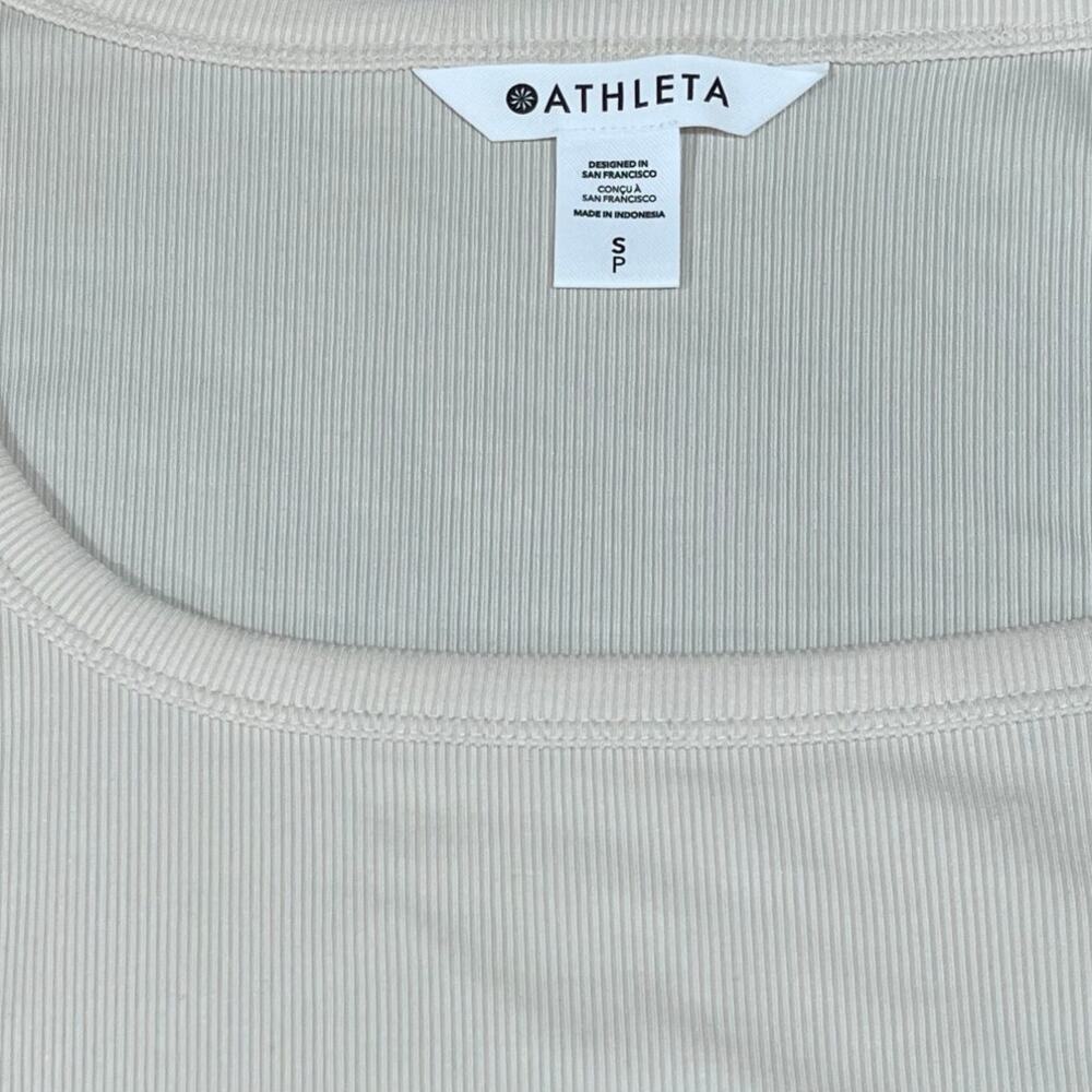 ATHLETA | NWOT Signature Rib Square Neck Long Sleeve Top Small Ivory - Picture 4 of 8